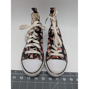 Hot Topic Womens High Top Sneakers Size 6 Corgi Dog Print Canvas Black Orange